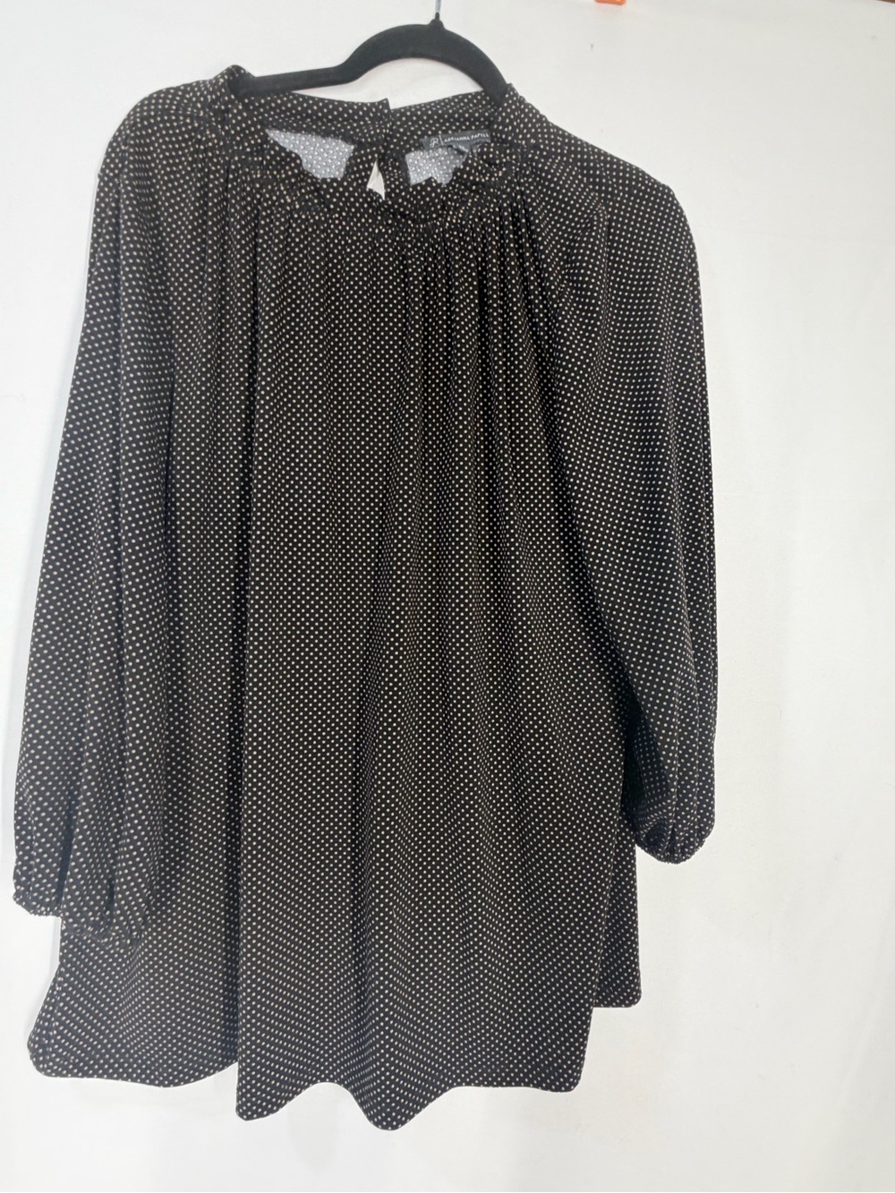 Adrianna Papell Black with White Dot Long-Sleeve Peasant Tunic
